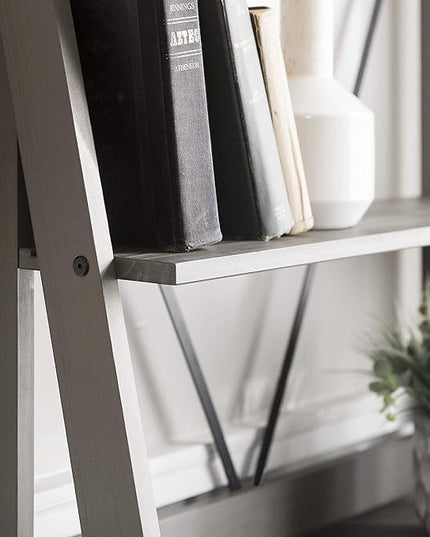 Walker Edison X Back Modern Farmhouse Wood Bookcase Bookshelf Home Office Living Room Storage, 4 Shelves, Grey - LeafyLoom