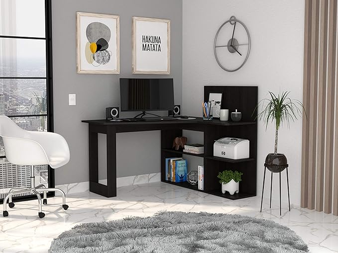 NicBex Kimberly-DW-00008-LWJ Home Office Desks, 47.2"x51.7"x43.3", Black - LeafyLoom
