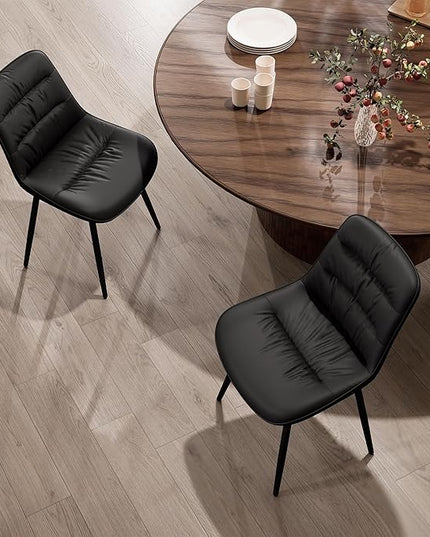 Kidol & Shellder Modern Dining Chairs Set of 2 Kitchen & Dining Room Chairs Upholstered Accent Chair Living Room Chairs Kitchen Chairs Comfy Chair for Bedrooms Waiting Room Home(Black) - LeafyLoom