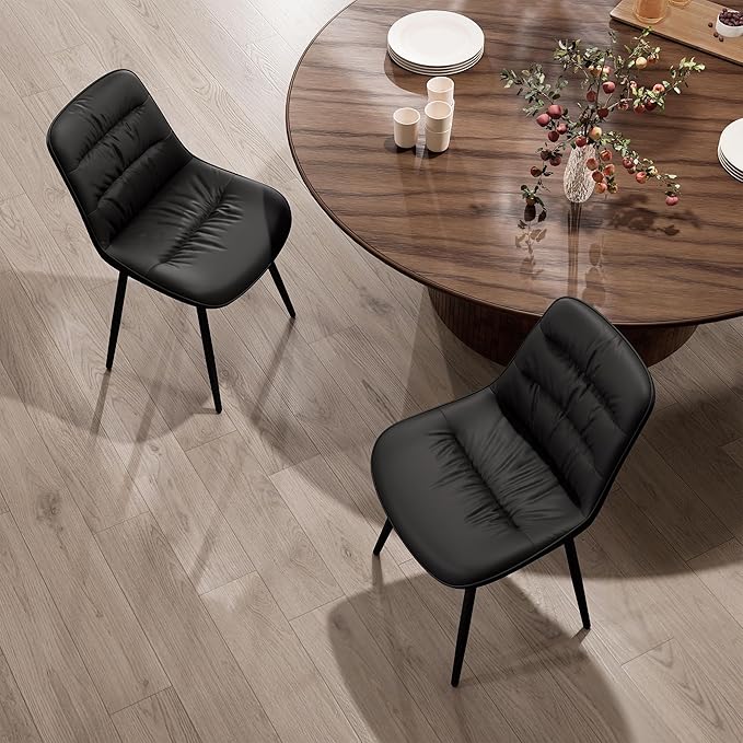 Kidol & Shellder Modern Dining Chairs Set of 2 Kitchen & Dining Room Chairs Upholstered Accent Chair Living Room Chairs Kitchen Chairs Comfy Chair for Bedrooms Waiting Room Home(Black) - LeafyLoom