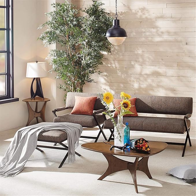 INK+IVY Blaze Triangle Wood Coffee Table Plywood with Wood Veneer Legs, Mid-Century Modern, Easy Assembly, Accent Furniture For Living Room, Minimalist Décor, Brown - LeafyLoom