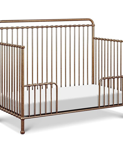 NAMESAKE Winston 4-in-1 Convertible Metal Crib in Vintage Gold, Greenguard Gold Certified - LeafyLoom