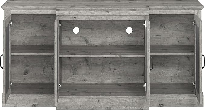 Galano Millicent Wide Sideboard Buffet Cabinet, Kitchen Storage Cabinet with Acrylic Mirror Doors, Cupboard Console Table, Rustic Farmhouse Buffet Display for Coffee Bar, Mexican Grey - LeafyLoom