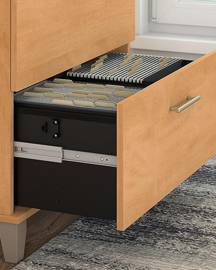 Bush Furniture Somerset 2 Drawer Lateral File Cabinet | Letter, Legal, and A4-size Document Storage for Home Office, 30W x 17D x 29H, Maple Cross - LeafyLoom