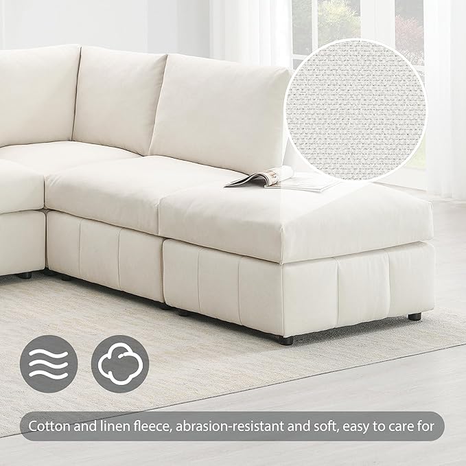 Sectional Sofa-90 * 88" L-Shape Couch Set with Chaise Lounge, 5-Seat Modular Sofa with 3 Pillows for Living Room, Apartment, Office - LeafyLoom