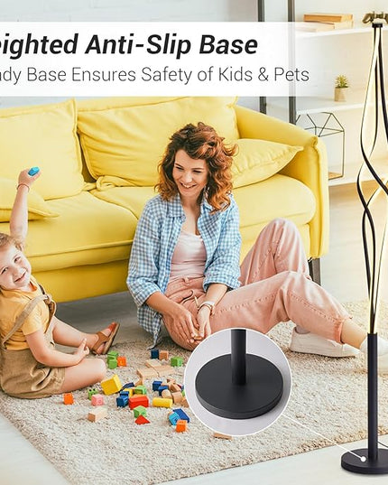 Spiral Floor Lamps for Living Room 70 Inch LED Floor Lamp for Bedroom 34W Dimmable Modern Floor Lamp with Remote Control 3 Color Temperature Black Corner Floor Lamp - LeafyLoom