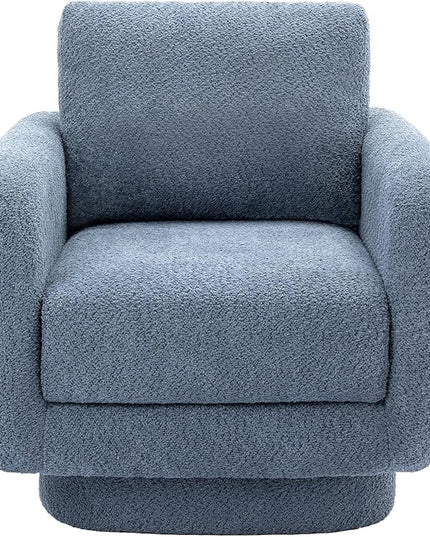 COLAMY Swivel Accent Chairs Set of 2, 32Inches Wide Upholstered Armchair with Plush Back Pillow for Living Room, Modern Sofa Corner Chair for Nursery/Living Room/Bedroom-Blue - LeafyLoom