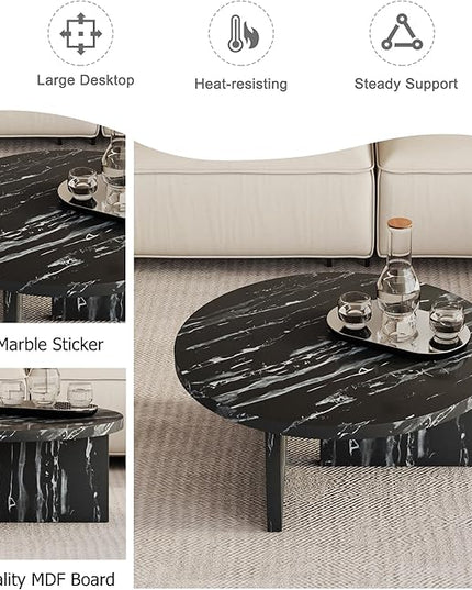 NicBex 31.4Inch Round Dining Table,Mid-Century Modern Kitchen Table with Black and White Patterns Tabletop for 2 to 4,Leisure Coffee Table for Kitchen,Small Space and Living Room,Space-Saving,Black - LeafyLoom