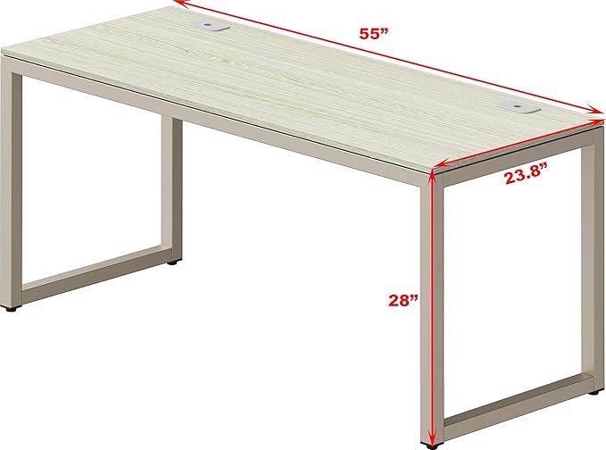 SHW Home Office 55-Inch Large Computer Desk, Maple - LeafyLoom