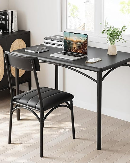 GAOMON Dining Table Set for 4, Kitchen Table and Chairs for 4 with Upholstered Chairs, 5 Piece Dining Room Table Set, Rectangular Kitchen Table Set for Small Space, Apartment, Studio, Rustic Black - LeafyLoom
