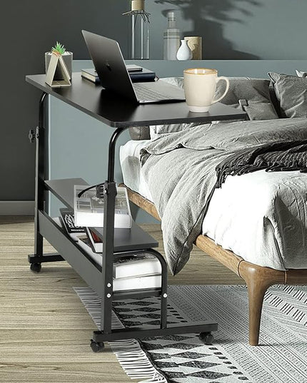Adjustable Desk Standing Desk Small Desks for Small Spaces Portable Laptop Computer Desk Table for Bedrooms Couch Desk for Home Office Table Mobile Rolling Desk on Wheels 31.5" - LeafyLoom