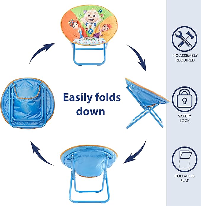 Idea Nuova Cocomelon Saucer Chair, Relaxing, Foldable, Polyester - LeafyLoom