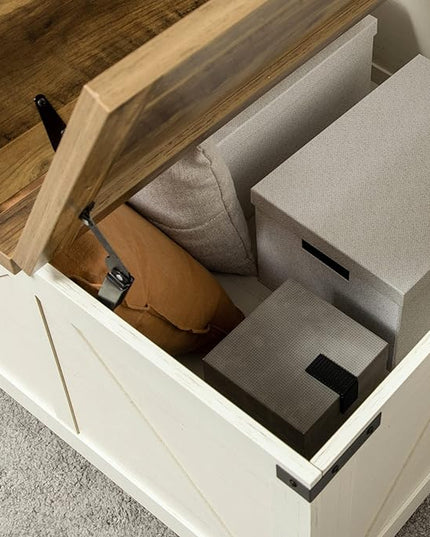 NicBex Coffee Table Wooden Coffee Table with Storage Square Center Tables with Open Top and Inner Compartment Dining Table for Living Room, Dining Room, Office, and Bedroom,31.5" W, Antique White - LeafyLoom