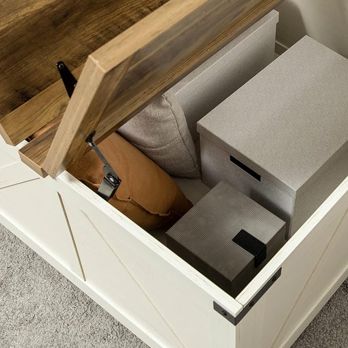 NicBex Coffee Table Wooden Coffee Table with Storage Square Center Tables with Open Top and Inner Compartment Dining Table for Living Room, Dining Room, Office, and Bedroom,31.5" W, Antique White - LeafyLoom