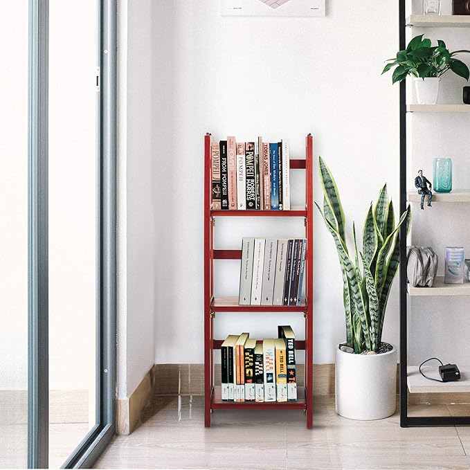 Casual Home 3-Shelf Folding Bookcase (14" Wide)-Mahagony - LeafyLoom