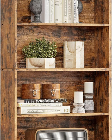 IRONCK Industrial Bookshelves and Bookcases Floor Standing 6 Shelf Display Storage Shelves 70 in Tall Bookcase Home Decor Furniture for Home Office, Living Room, Bed Room, Vintage Brown - LeafyLoom