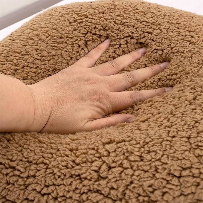 A Nice Night Sherpa Fleece Flannel Reading Pillow Bed Wedge Children Backrest with Arms Back Support for Sitting Up in Bed/Couch,Khaki - LeafyLoom