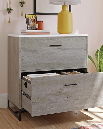 Sauder Tremont Row 2-Drawer Lateral File Cabinet, L: 27.95" x W: 15.71" x H: 29.53", Mystic Oak - LeafyLoom