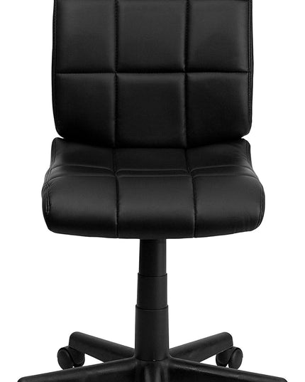 Flash Furniture Clayton Mid-Back Tufted Vinyl Upholstered Swivel Desk Chair with Padded Seat, Modern Adjustable Height Padded Office Chair, Black - LeafyLoom