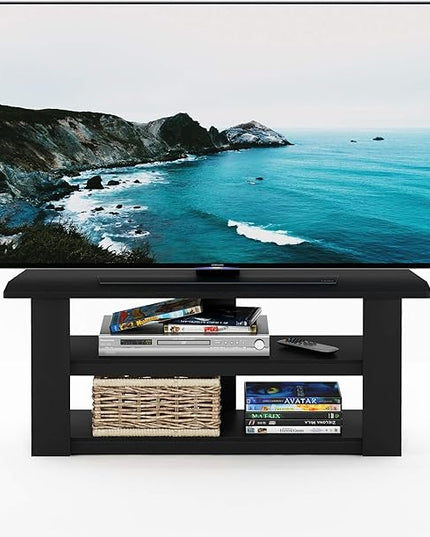 Furinno Parsons 42-in TV Entertainment Center, Standard 42.1"(W) x16.5(H) x13.4(D), Black - LeafyLoom