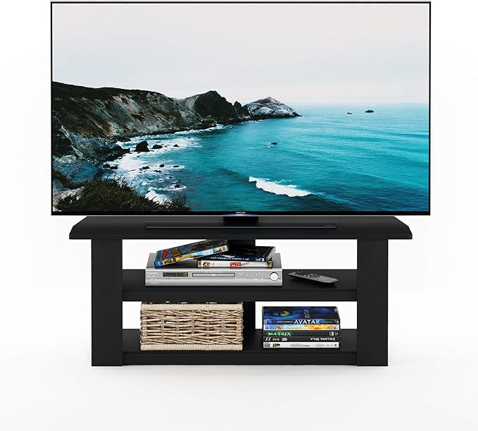 Furinno Parsons 42-in TV Entertainment Center, Standard 42.1"(W) x16.5(H) x13.4(D), Black - LeafyLoom