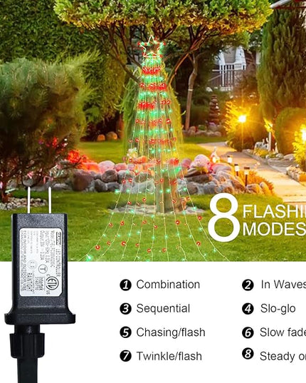 PUHONG Christmas Decoration Outdoor Star String Lights,320 LED Christmas Lights[8 Modes & Waterproof], Lighted Christmas Star for Halloween Xmas New Year Holiday (IronStar-Red+Green) PUHONG