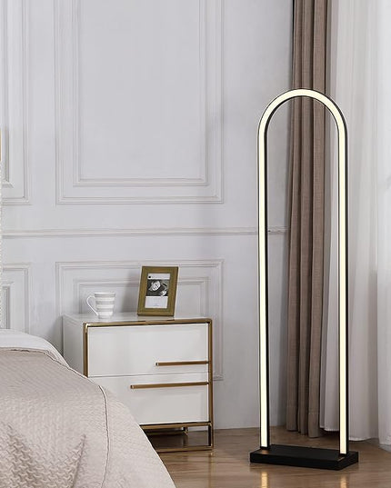 LUCĒ by Mercer Project Modern LED Arched Floor Lamp, Black - LeafyLoom