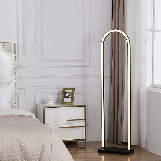 LUCĒ by Mercer Project Modern LED Arched Floor Lamp, Black - LeafyLoom