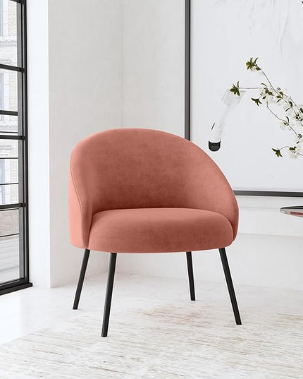 HomePop Upholstered Modern Living Room & Bedroom | Decorative Home Furniture Accent Chair, Blush Velvet - LeafyLoom
