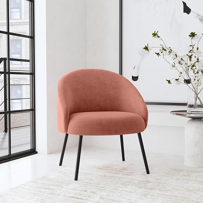 HomePop Upholstered Modern Living Room & Bedroom | Decorative Home Furniture Accent Chair, Blush Velvet - LeafyLoom