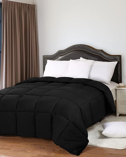 Utopia Bedding All Season 250 GSM Comforter - Soft Down Alternative Comforter - Plush Siliconized Fiberfill Duvet Insert - Box Stitched (King/Cal King, Black) - LeafyLoom