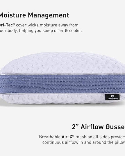 Bedgear Balance Performance Pillow - Size 2.0 - Moisture Wicking Bed Pillow - All Sleep Positions - Medium Firmness Sleeping Pillow - Hypoallergenic, Washable Removable Cover - 20" W x 26" L x 5.75" H - LeafyLoom
