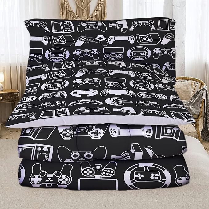 Sunnycitron Gamer Comforter Set for Boys Gaming Bed Comforter Sets Gamer Bedding Sets Boys Gaming Comforter Sets Full Size Bed Set Teen Boy Room Decor,1 Comforter 2 Pillowcases - LeafyLoom