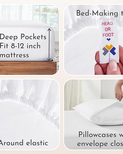 California Design Den 100% Cotton 2-Pack Twin Size Bed Sheets, Soft & Durable Twin Sheet Set Cotton with Deep Pockets, Twin Sheet Set with Sateen Weave, Cooling Sheets (Light Grey) - LeafyLoom