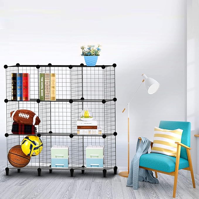HOMIDEC Cube Storage, Storage Shelves 9 Cube Bookshelf Bookcase Closet Organizer and Storage Wire Storage Cube Multi-Use DIY Storage Cube Shelf for Books, Toys, Clothes, Tools - LeafyLoom