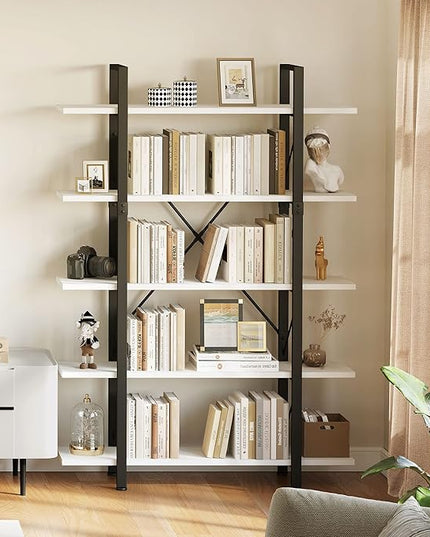 YITAHOME 5 Tier Bookshelf, Freestanding 5 Shelf Bookcases and Bookshelves, Modern Minimalist Furniture Open Display Storage Shelves Books Organizer for Living Room Bedroom Home Office, White - LeafyLoom