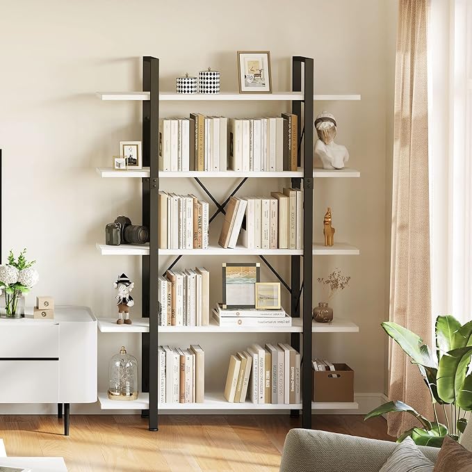 YITAHOME 5 Tier Bookshelf, Freestanding 5 Shelf Bookcases and Bookshelves, Modern Minimalist Furniture Open Display Storage Shelves Books Organizer for Living Room Bedroom Home Office, White - LeafyLoom