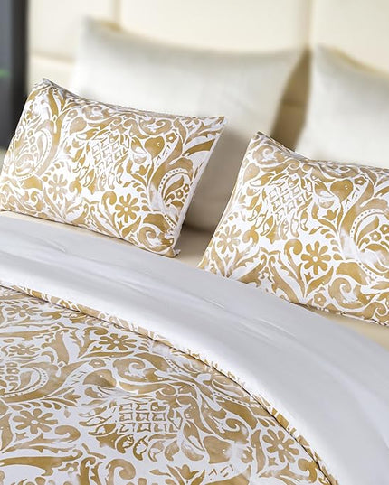 ALPHA HOME Comforter Set King Size, All Season Bedding Comforter Set, Comfortable Classic Damask Pattern Comforter Set with Cotton Fabric (1 Comforter, 2 Pillowcases) - LeafyLoom