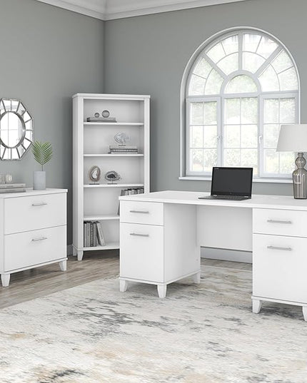 Bush WC81980 Somerset 2-Drawer Lateral File Cabinet, Letter/Legal, White, 30-Inch - LeafyLoom