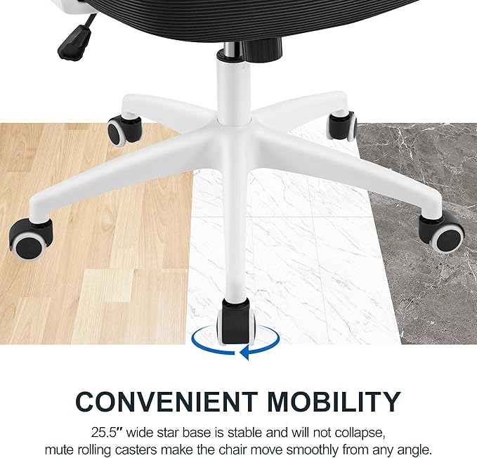 Yaheetech Ergonomic Mesh Office Chair, High Back Desk Chair with with flip-up Armrests, Adjustable Padded Headrest Computer Chair with Lumbar Support for Home Oiffce Game Room, White/Black - LeafyLoom