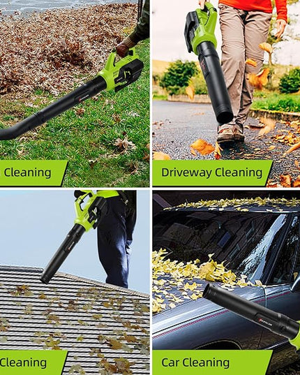 Leaf Blower Cordless, 580CFM/160MPH Electric Leaf Blower with 4.0Ah Battery Powered, Blower with Extension Nozzle, Lightweight Leaf Blowers for Lawn Care, Yard, Garage, Patio & Sidewalk Blowing - LeafyLoom