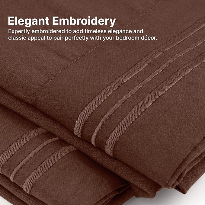 King Size 4 Piece Sheet Set - Comfy Breathable & Cooling Sheets - Hotel Luxury Bed Sheets for Women & Men - Deep Pockets, Easy-Fit, Extra Soft & Wrinkle Free Sheets - Brown Oeko-Tex Bed Sheet Set - LeafyLoom