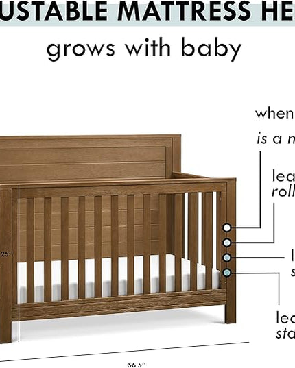 DaVinci Fairway 4-in-1 Convertible Crib in Stablewood, Greenguard Gold Certified - LeafyLoom