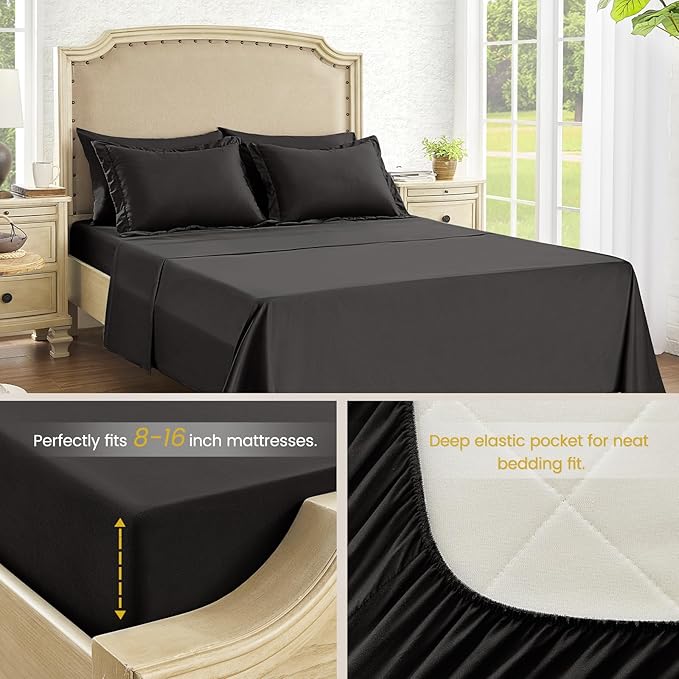 Twin XL Bed in a Bag 5 Pieces Comforter Set Twin XL, Wood Grain Texture Comforter Set Black Bed Set with Comforter, Pillowcase, Flat Sheet, Fitted Sheet and Pillow Sham - LeafyLoom