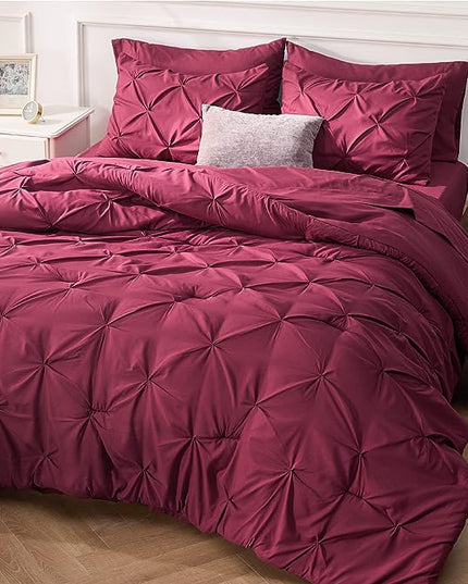 Bedsure Full Size Comforter Sets - Bedding Sets Full 7 Pieces, Bed in a Bag Burgundy Bed Sets with Comforter, Sheets, Pillowcases & Shams - LeafyLoom