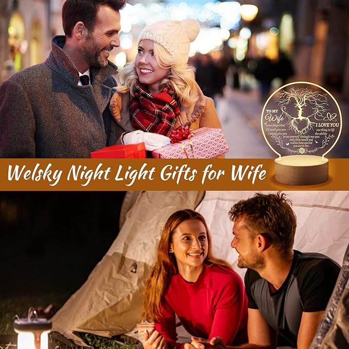 Welsky Birthday Gifts for Wife, Wife Birthday Gift Ideas, Romantic Night Light Gifts for Her Wife, I Love You Gifts for Her - LeafyLoom