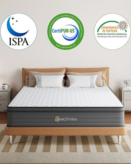 Queen Mattress, 12 INCH Queen Size Hybrid Mattress in a Box with Gel Memory Foam, Medium Firm Support, Pressure Relief, Motion Isolation, CertiPUR-US - LeafyLoom