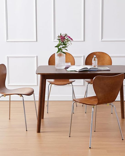 Livinia Aslan 47" Malaysian Oak Rectangular Wooden Dining Table/Solid Wood Kitchen Desk (Walnut) - LeafyLoom