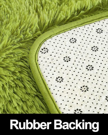 Super Soft Fluffy Shaggy Rugs for Living Room Bedroom, Fuzzy Plush Area Rugs for Girls Kids Room Nursery Home Decor, Furry Dorm Rug Cute Non-Slip Indoor Floor Carpet 4x5.9 Feet, Green - LeafyLoom