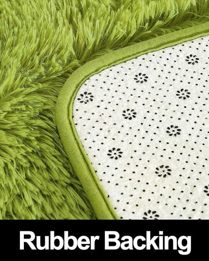 Super Soft Fluffy Shaggy Rugs for Living Room Bedroom, Fuzzy Plush Area Rugs for Girls Kids Room Nursery Home Decor, Furry Dorm Rug Cute Non-Slip Indoor Floor Carpet 3x5 Feet, Green - LeafyLoom